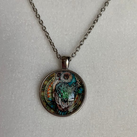 Owl Necklace and Earrings Set-Silver-Tone-Jewelry - Picture 3 of 8